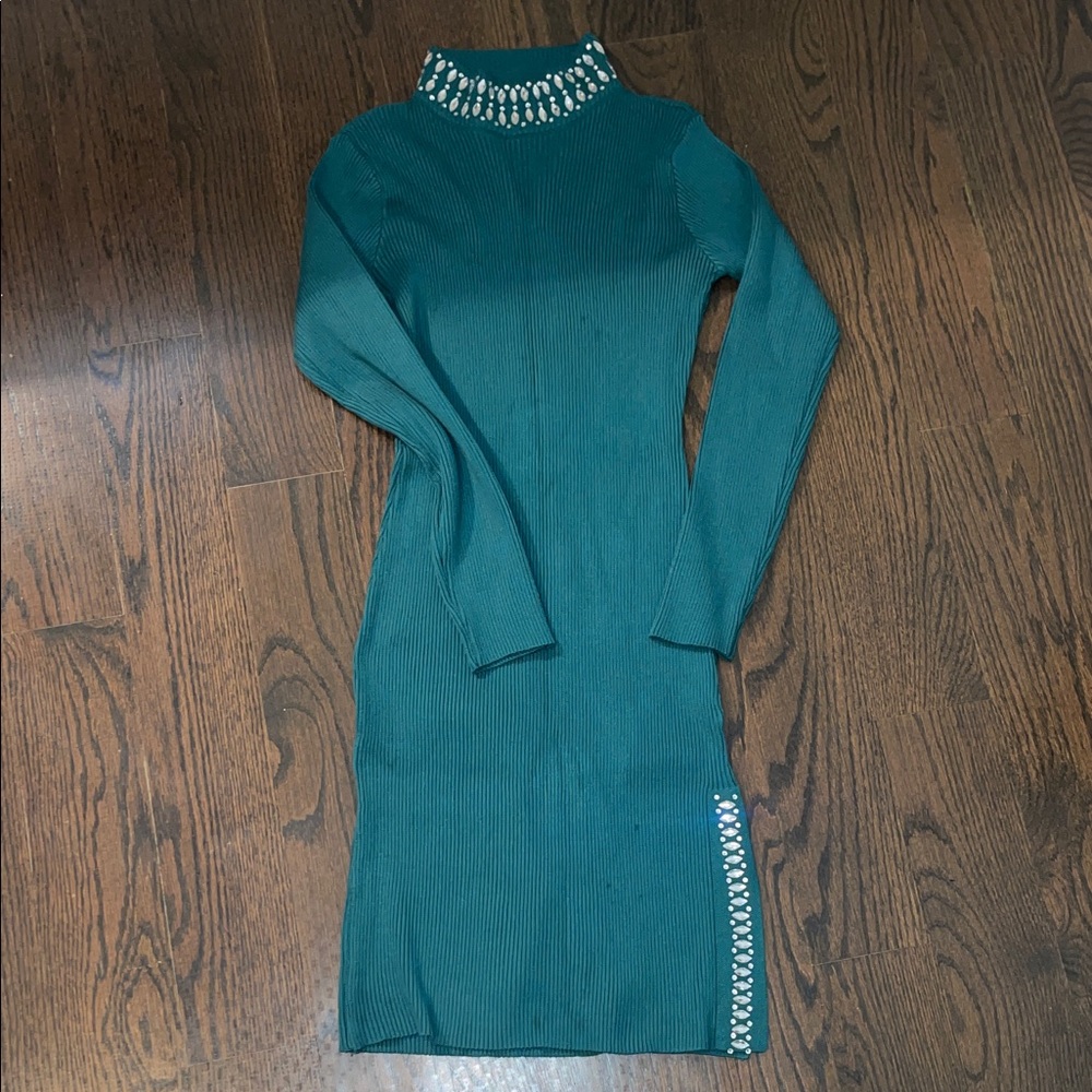 Jeweled Neckline sweater dress